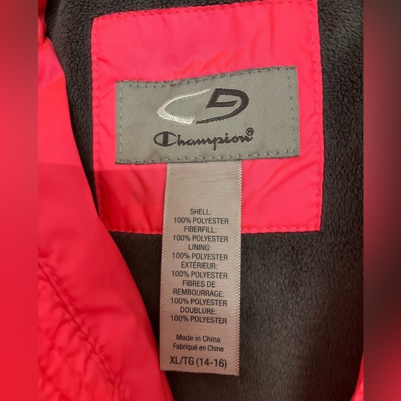 Girl’s Ski/Winter Puffer Jacket/Coat, XL (14-16) Neon Pink/Gray, C9 Champion - Picture 8 of 9